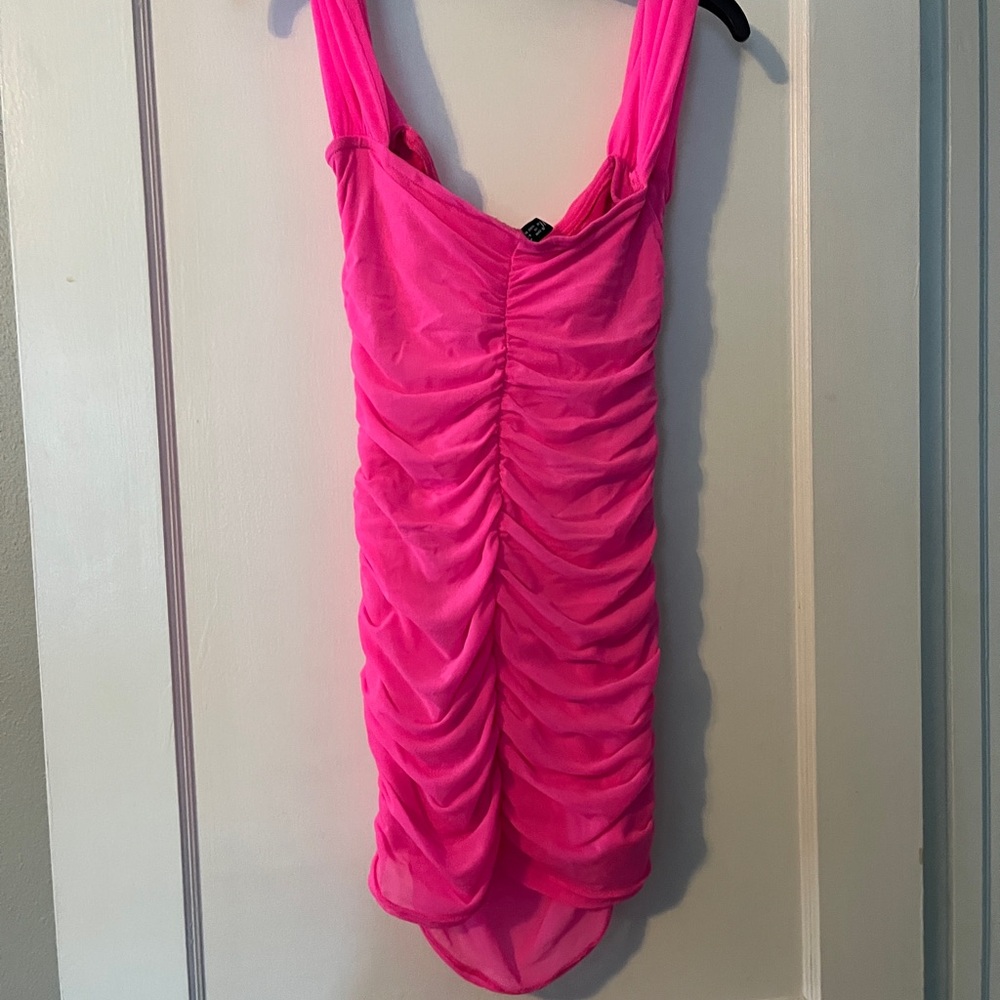 Vibrant Pink Ruched Dress - Picture 3 of 3